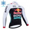 Wielershirt 2025 BORA-Hansgrohe Bull Lange Mouw Winter Thermal Fleece Zwart Rood
